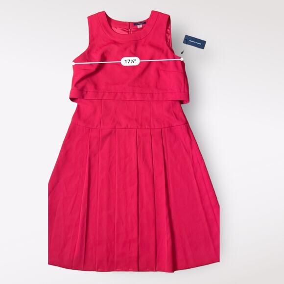 Tommy Hilfiger Red Pleated Mod Retro Style Knee Length Dress Size 10 - Picture 6 of 10